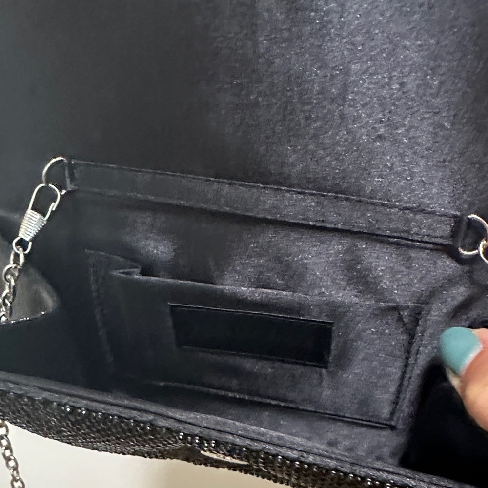 Jessica McClintock Black Clutch with Chain